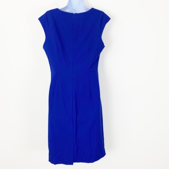 ELLEN TRACY Blue Horseshoe Neck Dress size 12 Cocktail Wedding Business Career - Picture 5 of 5